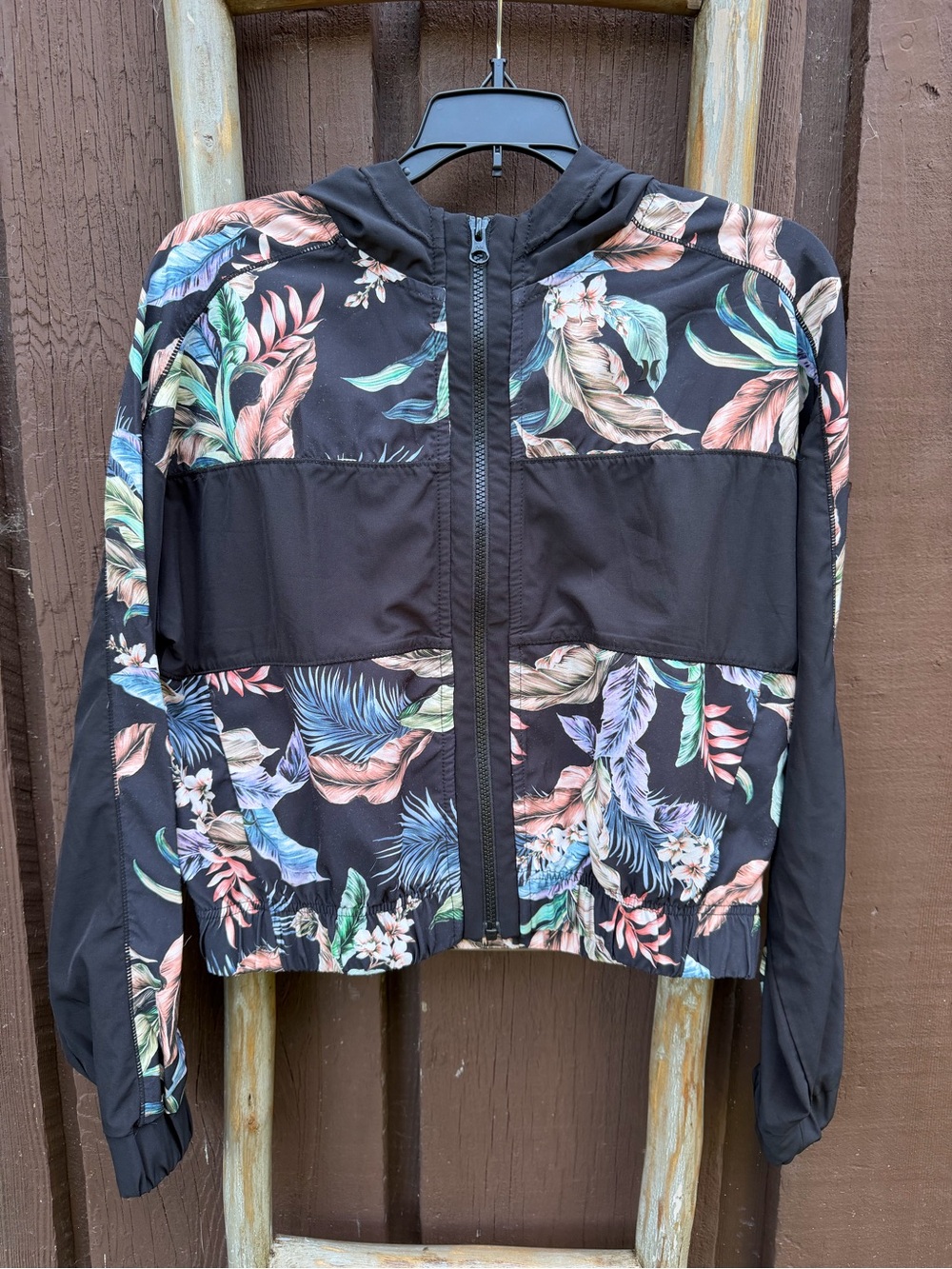 Hurley Black Tropical Floral Zip-Up Lightweight Hoodie